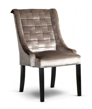 Chaise rembourrée en tissu avec pieds en bois Prince Glamour Velvet Argent / Noir, l55xA70xH105 cm une grave pollution 