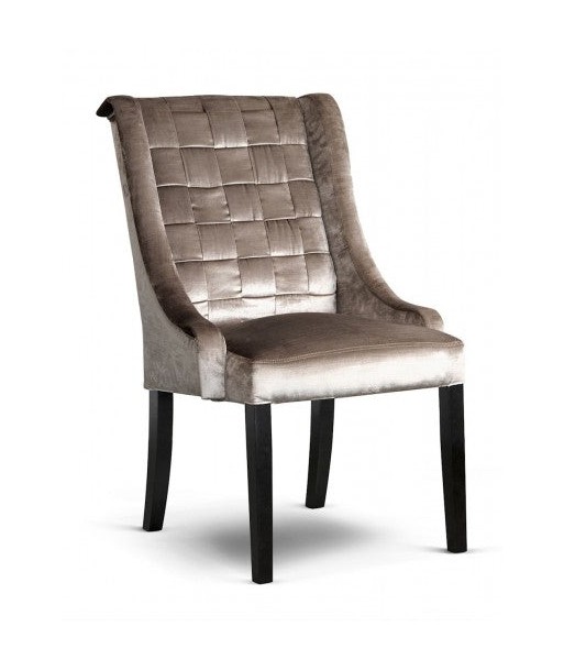 Chaise rembourrée en tissu avec pieds en bois Prince Glamour Velvet Argent / Noir, l55xA70xH105 cm une grave pollution 