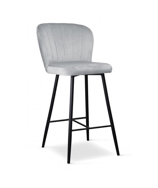 Tabouret de bar rembourré en tissu, avec pieds en métal Shelly Small Argent / Noir, l50xA53xH96 cm Livraison rapide