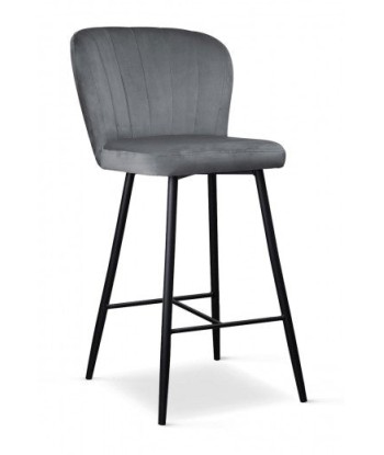 Tabouret de bar rembourré en tissu, avec pieds en métal Shelly Small Gris / Noir, l50xA53xH96 cm sur le site 