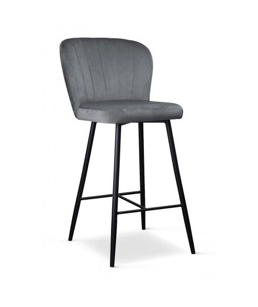 Tabouret de bar rembourré en tissu, avec pieds en métal Shelly Small Gris / Noir, l50xA53xH96 cm sur le site 