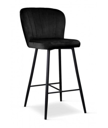 Tabouret de bar rembourré en tissu, avec pieds en métal Shelly Small Noir, l50xA53xH96 cm plus qu'un jeu 