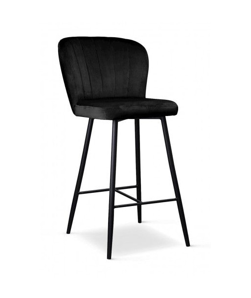 Tabouret de bar rembourré en tissu, avec pieds en métal Shelly Small Noir, l50xA53xH96 cm plus qu'un jeu 