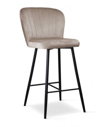 Tabouret de bar rembourré en tissu, avec pieds en métal Shelly Small Beige / Noir, l50xA53xH96 cm Profitez des Offres !