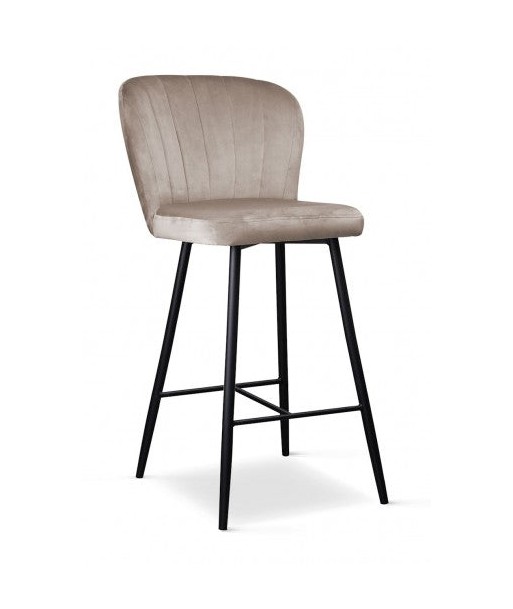 Tabouret de bar rembourré en tissu, avec pieds en métal Shelly Small Beige / Noir, l50xA53xH96 cm Profitez des Offres !