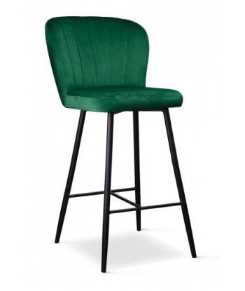 Tabouret de bar rembourré en tissu, avec pieds en métal Shelly Small Vert / Noir, l50xA53xH96 cm 2024