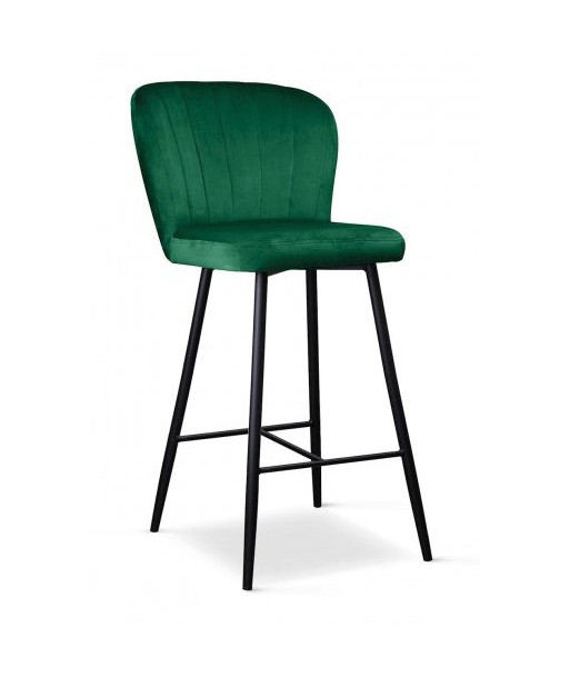 Tabouret de bar rembourré en tissu, avec pieds en métal Shelly Small Vert / Noir, l50xA53xH96 cm 2024