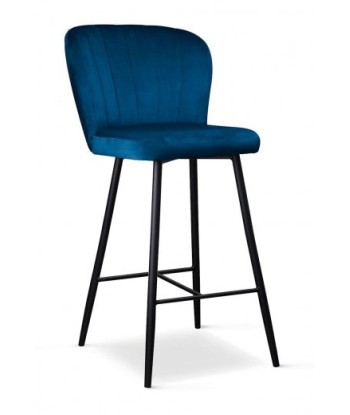 Tabouret de bar rembourré en tissu, avec pieds en métal Shelly Small Velvet Marine / Noir, l50xA53xH96 cm 50% de réduction en Octobre 2024