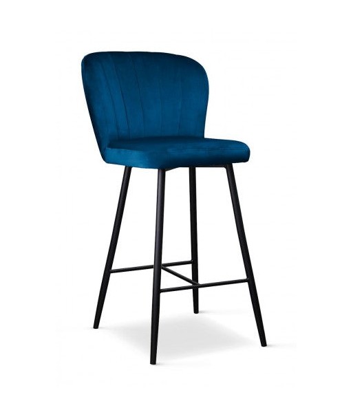 Tabouret de bar rembourré en tissu, avec pieds en métal Shelly Small Velvet Marine / Noir, l50xA53xH96 cm 50% de réduction en Octobre 2024