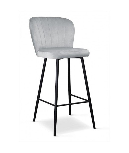 Tabouret de bar rembourré en tissu, avec pieds en métal Shelly d'argent / Noir, l50xA53xH106 cm du meilleur 