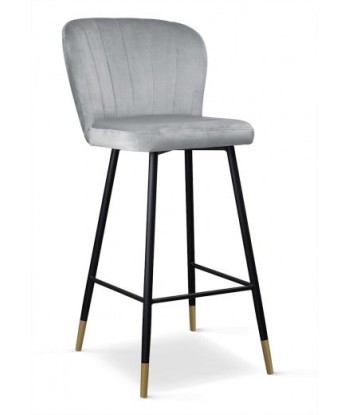 Tabouret de bar rembourré en tissu, avec pieds en métal Shelly d'argent / Noir / Doré, l50xA53xH106 cm Fin de série