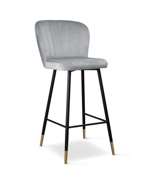 Tabouret de bar rembourré en tissu, avec pieds en métal Shelly d'argent / Noir / Doré, l50xA53xH106 cm Fin de série