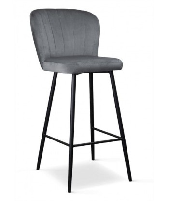 Tabouret de bar rembourré en tissu, avec pieds en métal Shelly Gris / Noir, l50xA53xH106 cm Pour