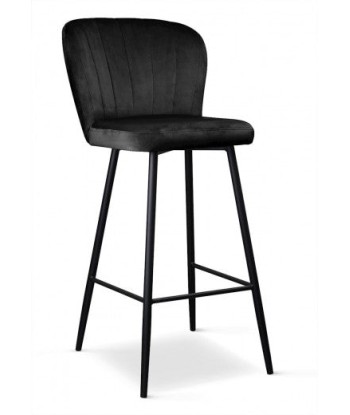 Tabouret de bar rembourré en tissu, avec pieds en métal Shelly Noir, l50xA53xH106 cm pour bénéficier 