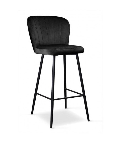 Tabouret de bar rembourré en tissu, avec pieds en métal Shelly Noir, l50xA53xH106 cm pour bénéficier 