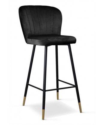 Tabouret de bar rembourré en tissu, avec pieds en métal Shelly Noir / Or, l50xA53xH106 cm 50-70% off 