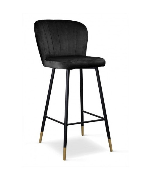 Tabouret de bar rembourré en tissu, avec pieds en métal Shelly Noir / Or, l50xA53xH106 cm 50-70% off 