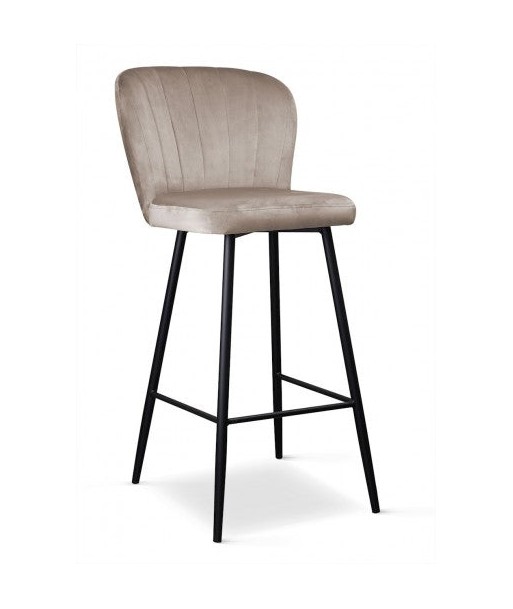 Tabouret de bar rembourré en tissu, avec pieds en métal Shelly Beige / Noir, l50xA53xH106 cm s'inspire de l'anatomie humaine