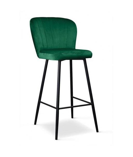 Tabouret de bar rembourré en tissu, avec pieds en métal Shelly Vert / Noir, l50xA53xH106 cm Par le système avancé 