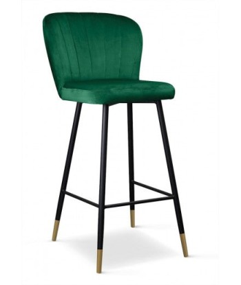 Tabouret de bar rembourré en tissu, avec pieds en métal Shelly Vert / Noir / Or, l50xA53xH106 cm 50% de réduction en Octobre 2024