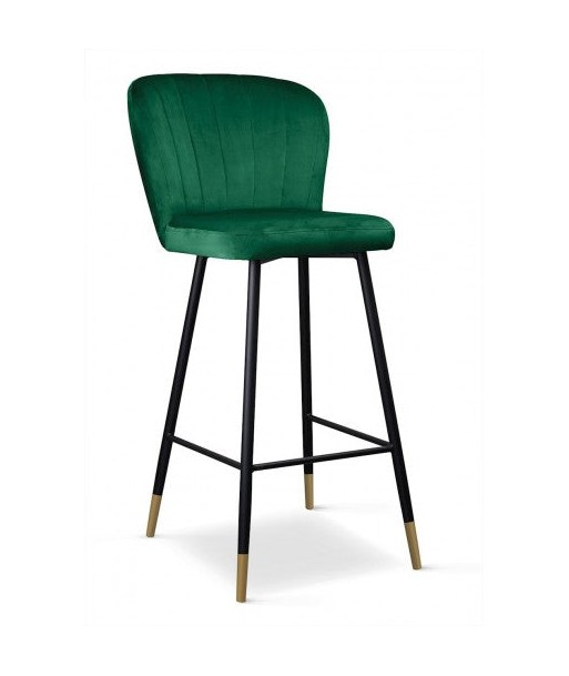 Tabouret de bar rembourré en tissu, avec pieds en métal Shelly Vert / Noir / Or, l50xA53xH106 cm 50% de réduction en Octobre 2024