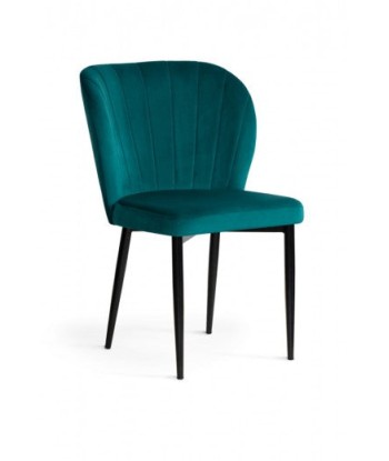 Chaise capitonnée tissu et pieds métal Shelly Velvet Turquoise / Noir, l58xA63xH86 cm l'achat 