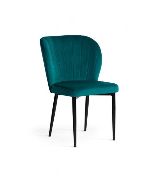 Chaise capitonnée tissu et pieds métal Shelly Velvet Turquoise / Noir, l58xA63xH86 cm l'achat 