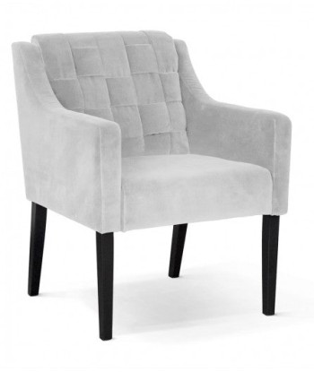 Fauteuil fixe tapissé de tissu et pieds en bois Trevor Velvet d'argent / Noir, l68xA66xH85 cm une grave pollution 