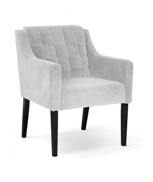 Fauteuil fixe tapissé de tissu et pieds en bois Trevor Velvet d'argent / Noir, l68xA66xH85 cm une grave pollution 