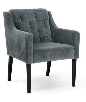 Fauteuil fixe tapissé de tissu et pieds en bois Trevor Velours Gris / Noir, l68xA66xH85 cm vous aussi creer 