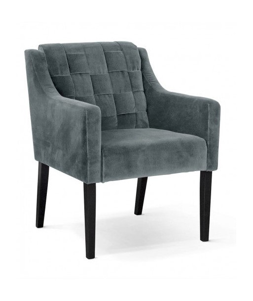 Fauteuil fixe tapissé de tissu et pieds en bois Trevor Velours Gris / Noir, l68xA66xH85 cm vous aussi creer 