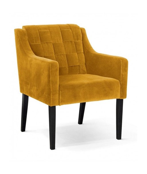 Fauteuil fixe tapissé de tissu et pieds en bois Trevor Velvet Jaune / Noir, l68xA66xH85 cm la colonne vertébrale