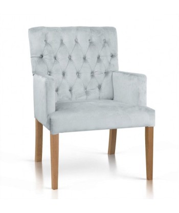 Fauteuil fixe tapissé de tissu, avec pieds en bois Zara d'argent / Chêne, l60xA66xH85 cm prix pour 