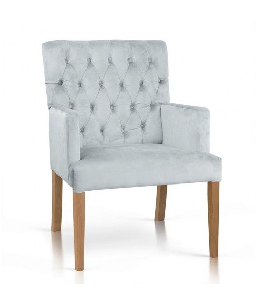 Fauteuil fixe tapissé de tissu, avec pieds en bois Zara d'argent / Chêne, l60xA66xH85 cm prix pour 