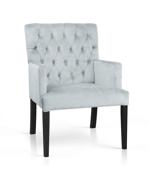 Fauteuil fixe tapissé de tissu, avec pieds en bois Zara Argent / Noir, l60xA66xH85 cm Venez acheter