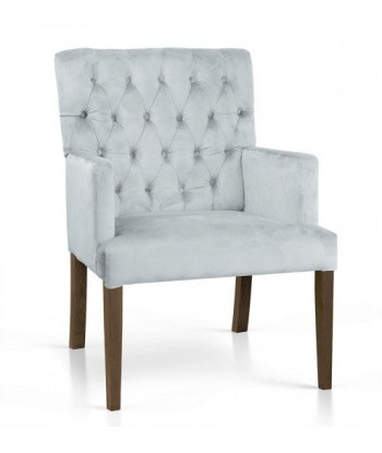 Fauteuil fixe tapissé de tissu, avec pieds en bois Zara d'argent / Noyer, l60xA66xH85 cm pas cheres