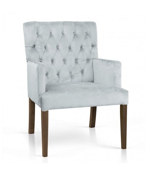 Fauteuil fixe tapissé de tissu, avec pieds en bois Zara d'argent / Noyer, l60xA66xH85 cm pas cheres