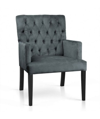 Fauteuil fixe tapissé de tissu, avec pieds en bois Zara Gris / Noir, l60xA66xH85 cm Vous souhaitez 