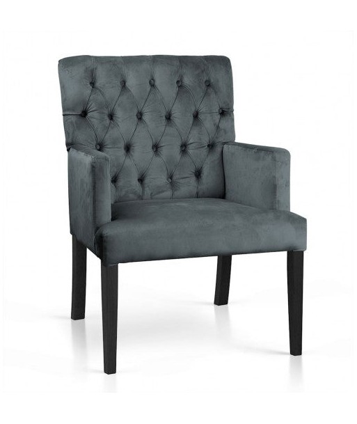 Fauteuil fixe tapissé de tissu, avec pieds en bois Zara Gris / Noir, l60xA66xH85 cm Vous souhaitez 