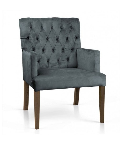 Fauteuil fixe tapissé de tissu, avec pieds en bois Zara Gris / Noyer, l60xA66xH85 cm l'achat 