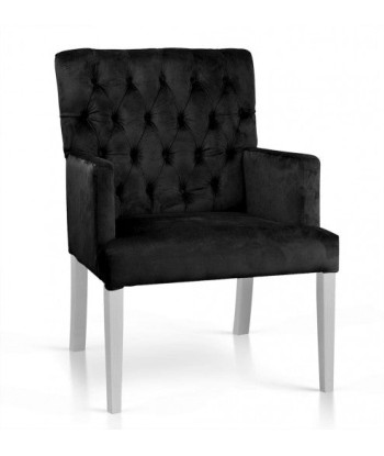 Fauteuil fixe tapissé de tissu, avec pieds en bois Zara Noir / Blanc, l60xA66xH85 cm brillant des détails fins