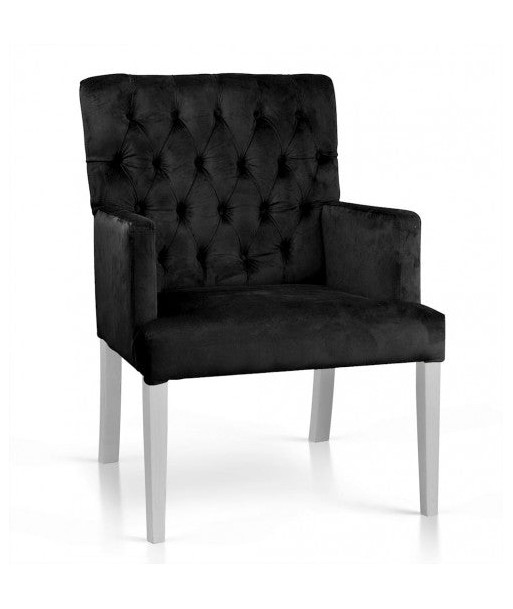 Fauteuil fixe tapissé de tissu, avec pieds en bois Zara Noir / Blanc, l60xA66xH85 cm brillant des détails fins