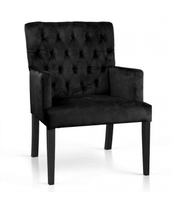 Fauteuil fixe tapissé de tissu, avec pieds en bois Zara Noir, l60xA66xH85 cm Pour