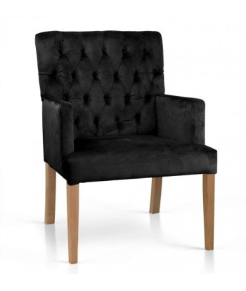 Fauteuil fixe tapissé de tissu, avec pieds en bois Zara Noir / Chêne, l60xA66xH85 cm s'inspire de l'anatomie humaine