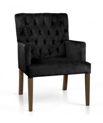 Fauteuil fixe tapissé de tissu, avec pieds en bois Zara Noir / Noyer, l60xA66xH85 cm sélection de produits