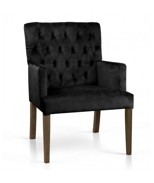 Fauteuil fixe tapissé de tissu, avec pieds en bois Zara Noir / Noyer, l60xA66xH85 cm sélection de produits