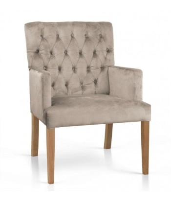 Fauteuil fixe tapissé de tissu, avec pieds en bois Zara Beige / Chêne, l60xA66xH85 cm acheter