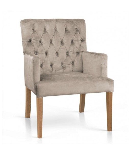 Fauteuil fixe tapissé de tissu, avec pieds en bois Zara Beige / Chêne, l60xA66xH85 cm acheter