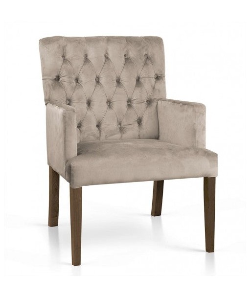 Fauteuil fixe tapissé de tissu, avec pieds en bois Zara Beige / Noyer, l60xA66xH85 cm Toutes les collections ici