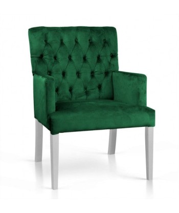 Fauteuil fixe tapissé de tissu, avec pieds en bois Zara Vert / Blanc, l60xA66xH85 cm Fin de série